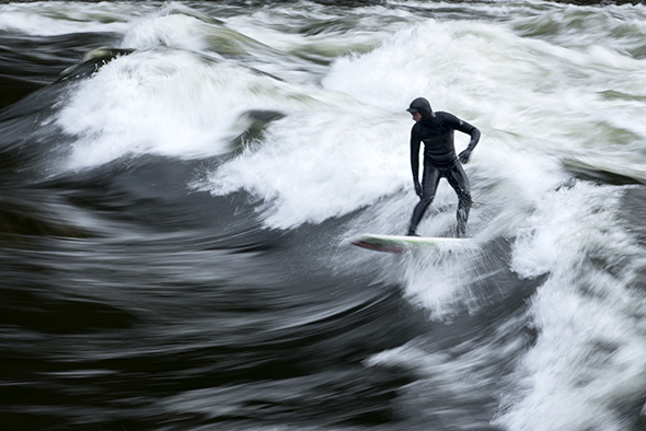 Cameron Fuller pops a nollie off Pipeline on the Lochsaw River, Idaho; Photograph by Max Lowe